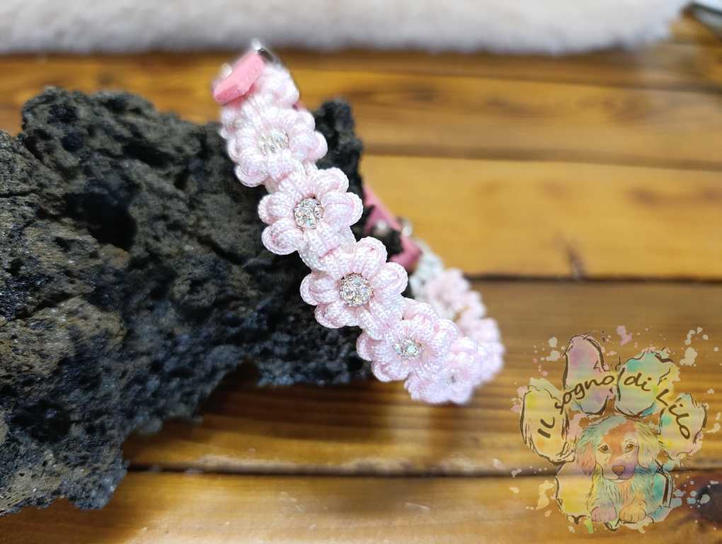 Collare in Paracord Mini flower pink - immagine 2